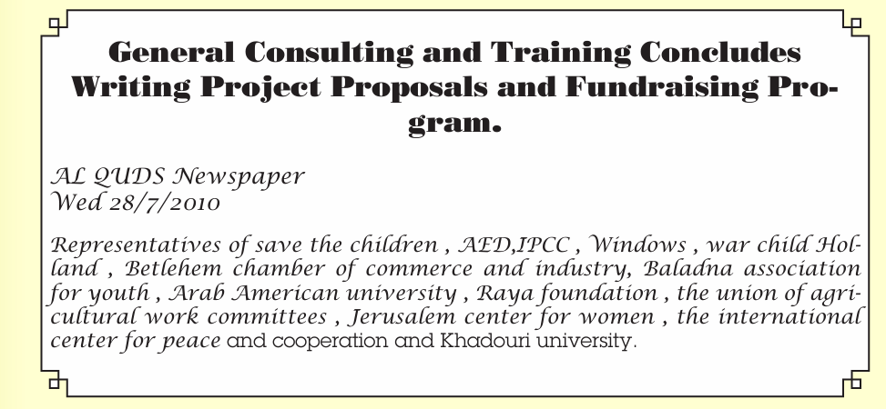 General Consulting and Training Concludes Writing Project Proposals and Fundraising Program